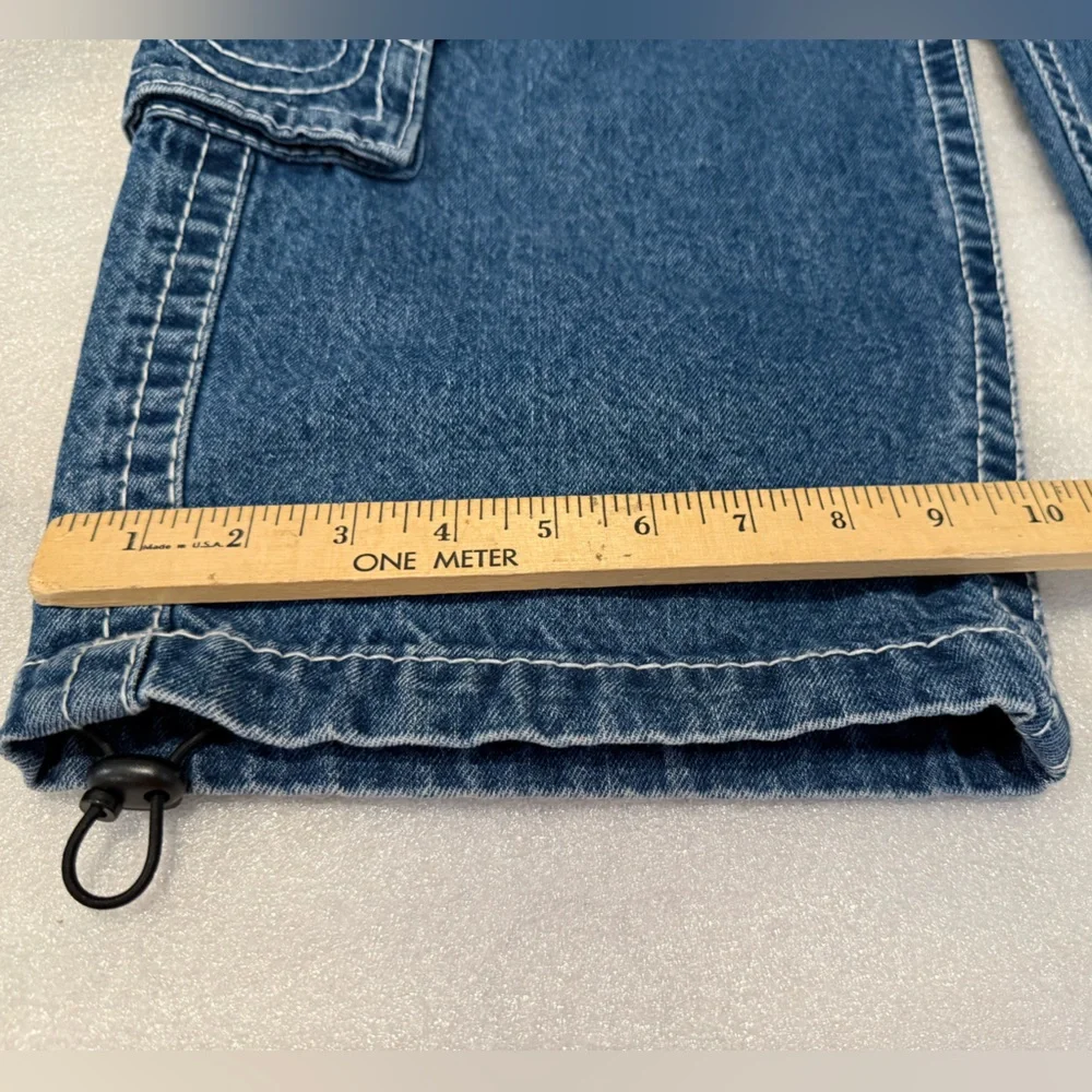 True‎ Religion Baggy Big T Cargo Jeans Zip Knees 38 Pockets